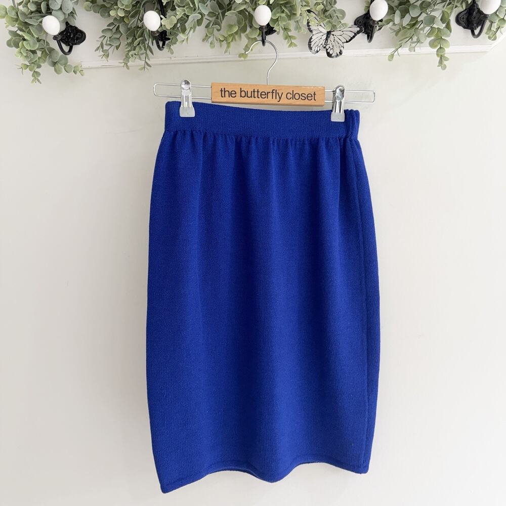 St. John Santana Knit Royal Blue Pencil Skirt Size 4 designer Cp